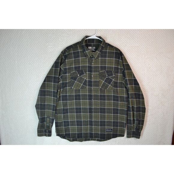 Troll Co Men's XXL Olive Green Plaid Long Sleeve Button Down Shirt - Picture 1 of 12